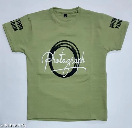 Stylish Olive Green "Photograph" Printed T-Shirt for Men