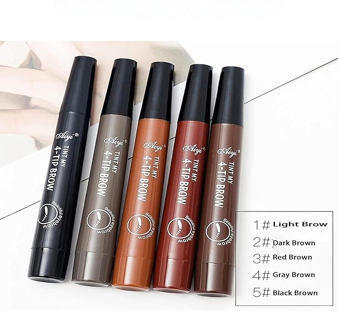 Aiye 4-Tip Eyebrow Pen – Waterproof, Smudge-Proof Brow Marker