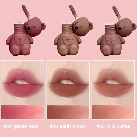 Teddy Bear Matte Liquid Lipstick – Cute Design | 3 Shades Available
