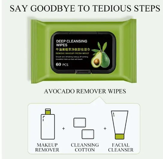 Avocado Deep Cleansing Makeup Remover Wipes – 60 pcs