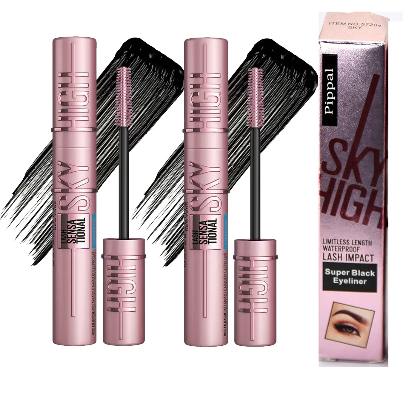 Pipal Sky High mascara with packaging on a white background