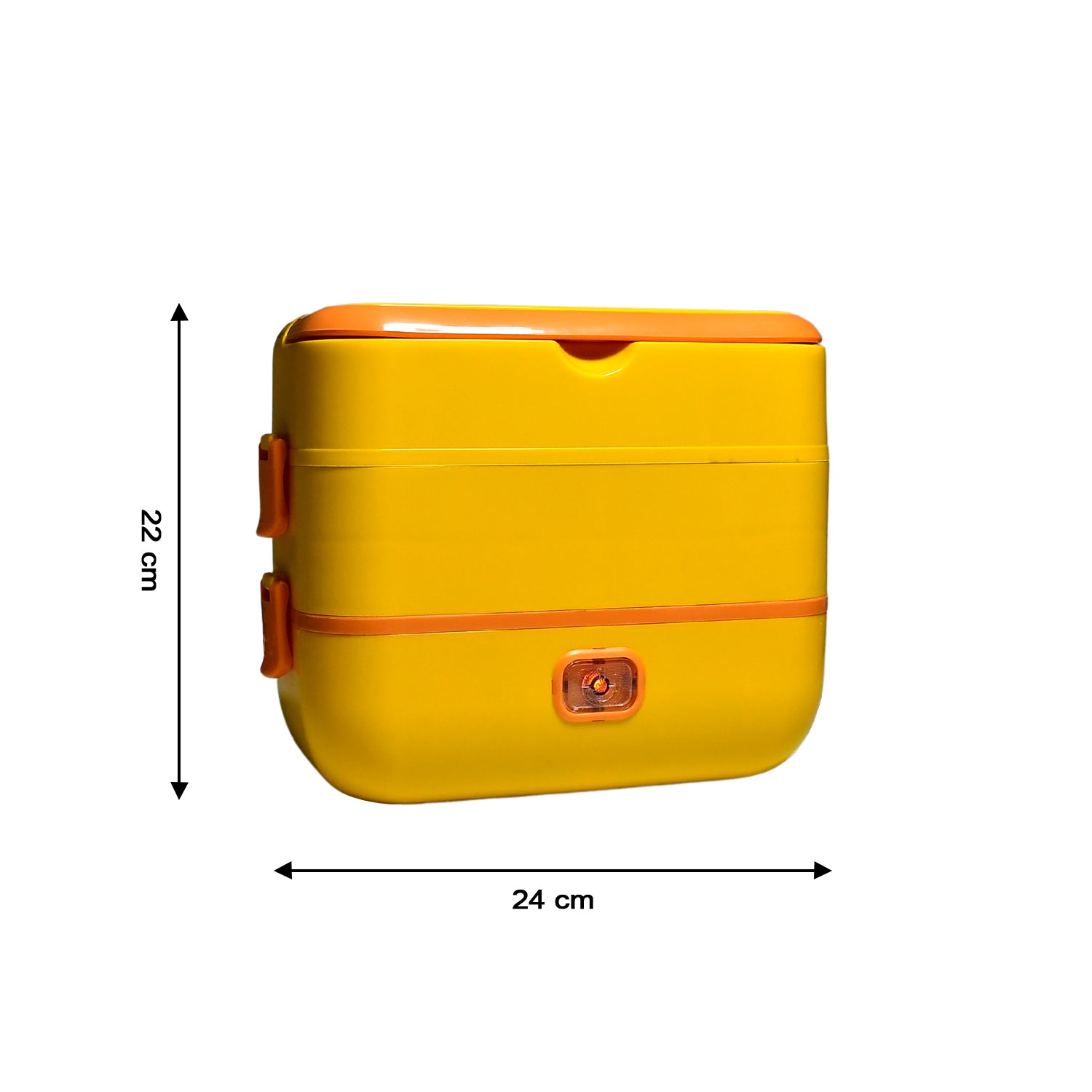 Portable Electric Lunch Box – Dual Layer (Yellow & Orange)